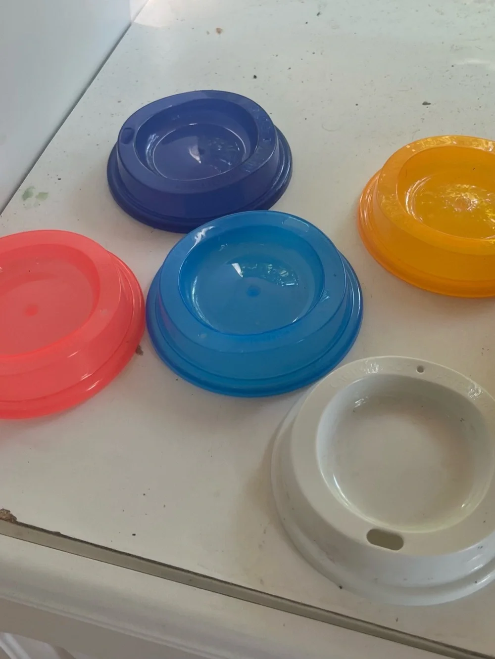 Colorful Plastic Party Plate Covers - Assorted Blue, Purple, Yellow, Pink, White